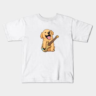 Golden Retriever Bass Player Kids T-Shirt